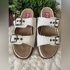 Pop Women's‎ Sandals in Cream and Brown size 9
